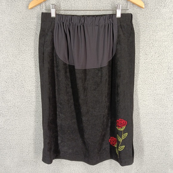 Ran‎ Designs Vintage Women's Small Maternity Skirt Black Rose Embroidered Pencil - Picture 1 of 9